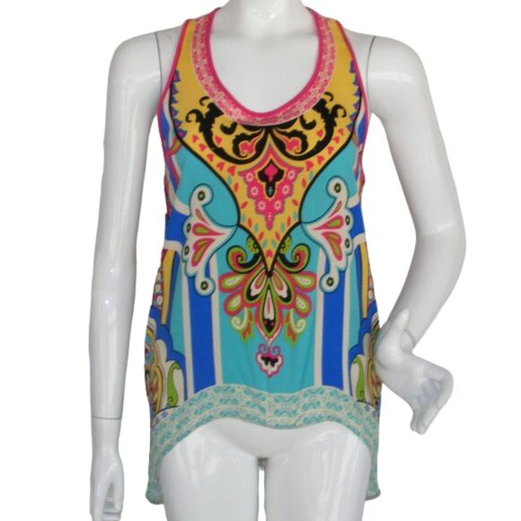 Flying Tomato Tops - FLYING TOMATO Tank Top, M, Bold/Colorful print, Asymmetrical, Racer Back